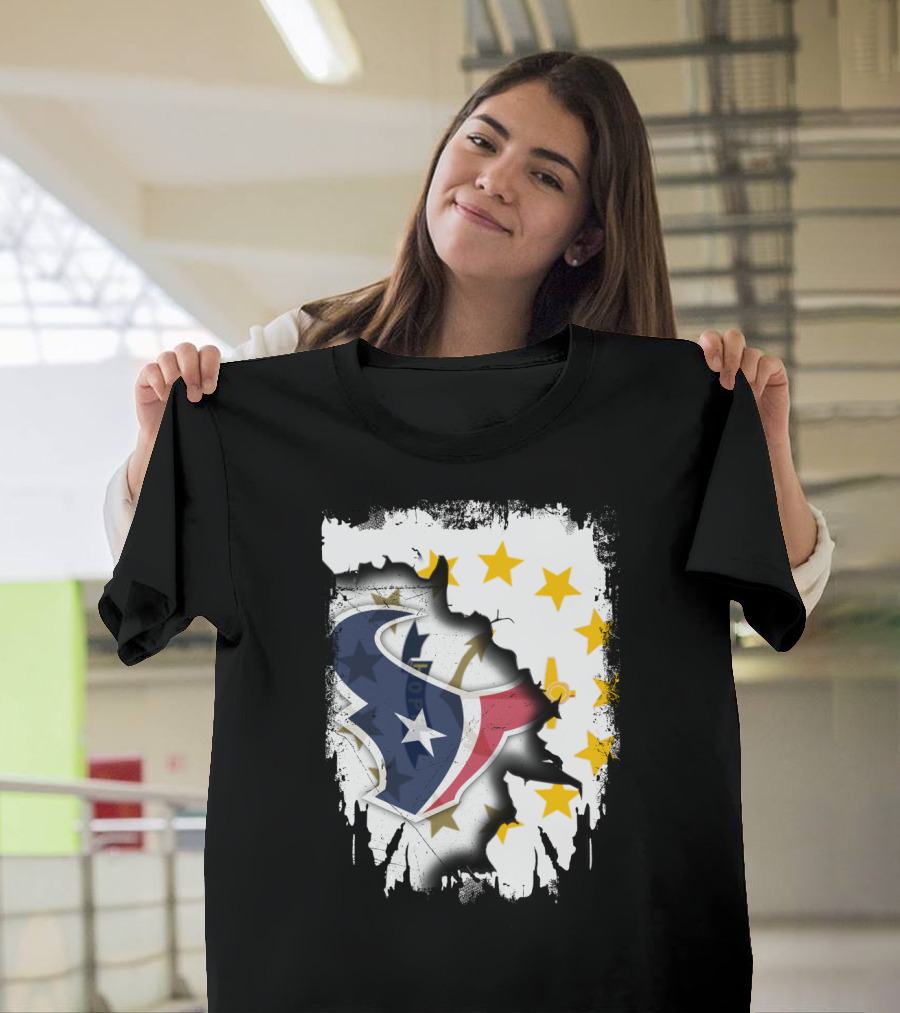 Rhode Island and Texans Star Logo Merge with Together T-Shirt