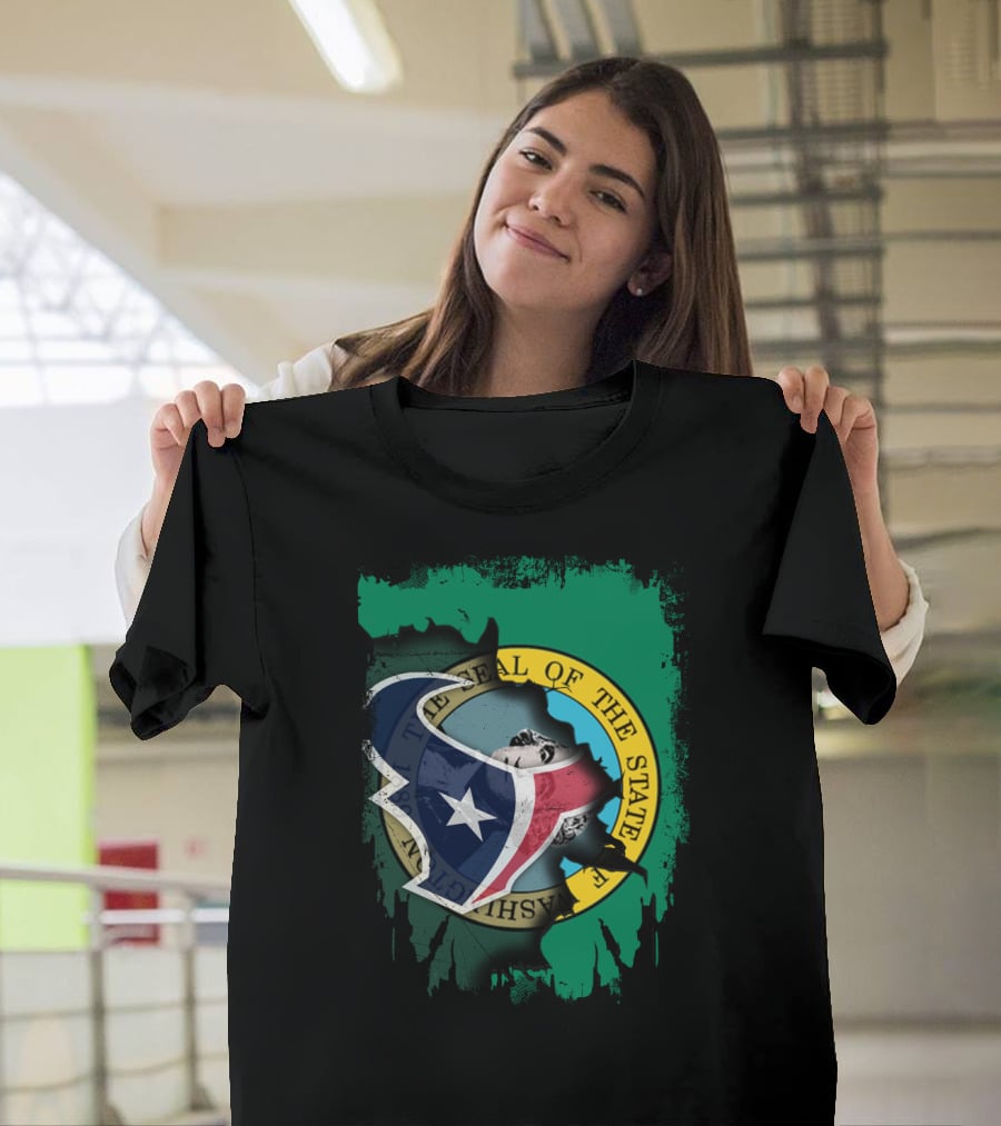 Washington State Seal Combined With Texans Logo Together T-Shirt