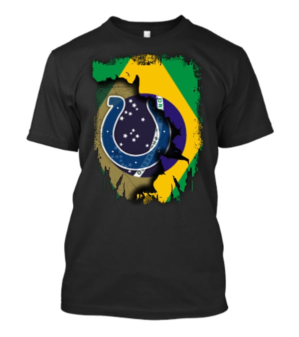 Brazil Flag With Colts Logo Fusion T-Shirt