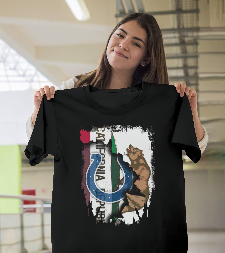 California Republic With Colts Horseshoe Bear T-Shirt
