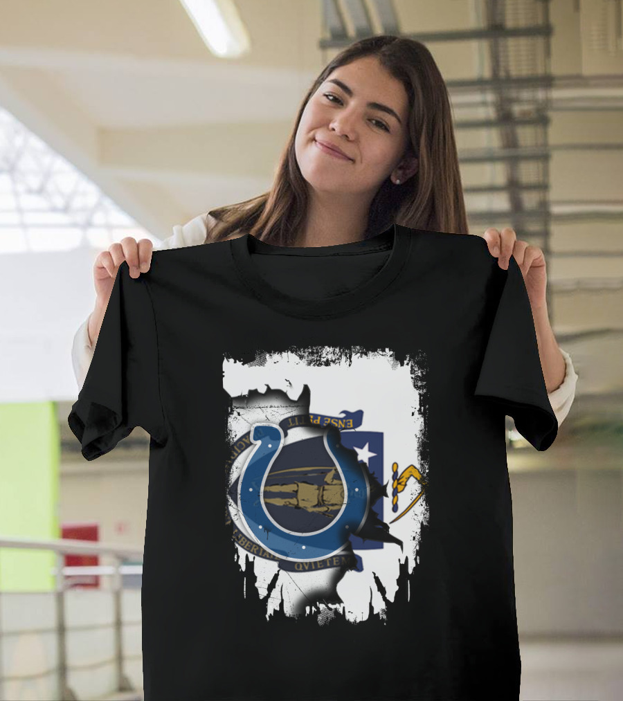 Massachusetts And Colts United With State Seal T-Shirt