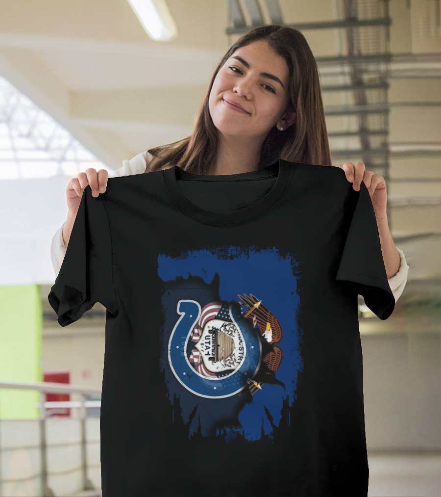 Utah Colts American Flag Eagle Horseshoe T-Shirt