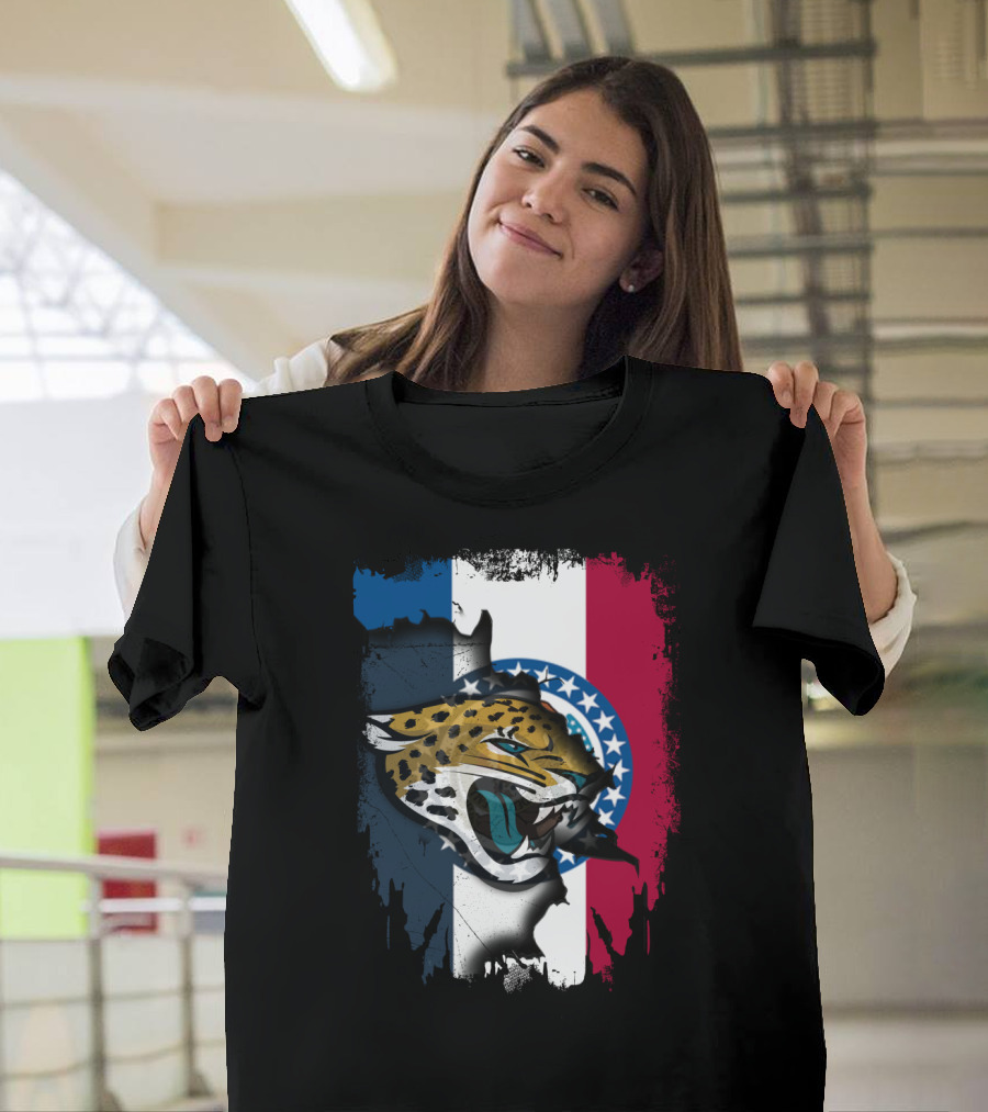 Missouri Flag with Jaguars Roaring Spirit T-Shirt