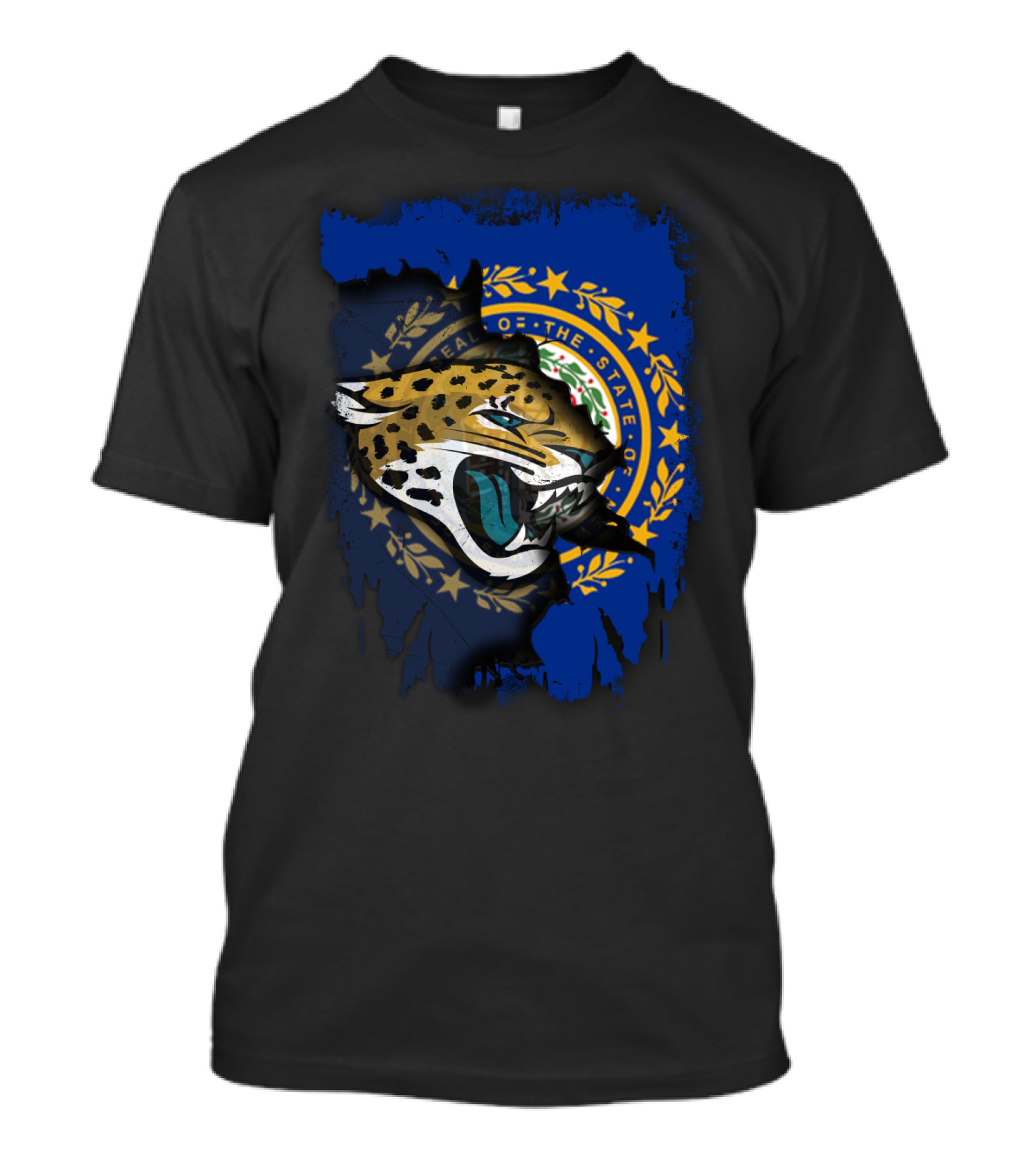 New Hampshire State Seal And Jaguars Football Fusion T-Shirt