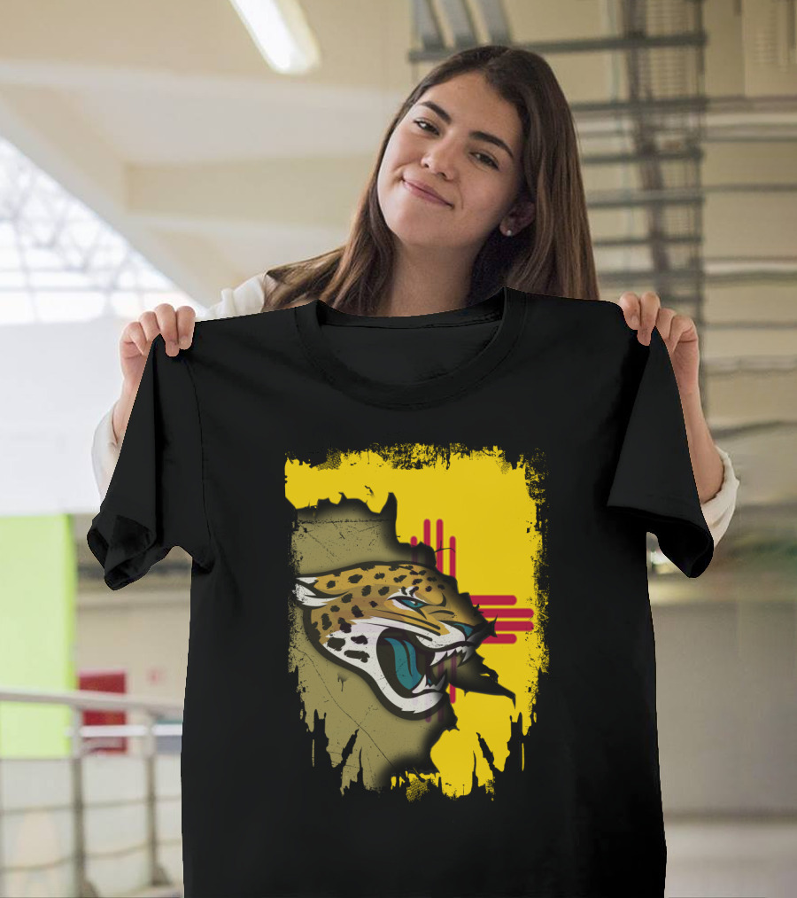 Together New Mexico With Jaguars Zia Symbol Background T-Shirt