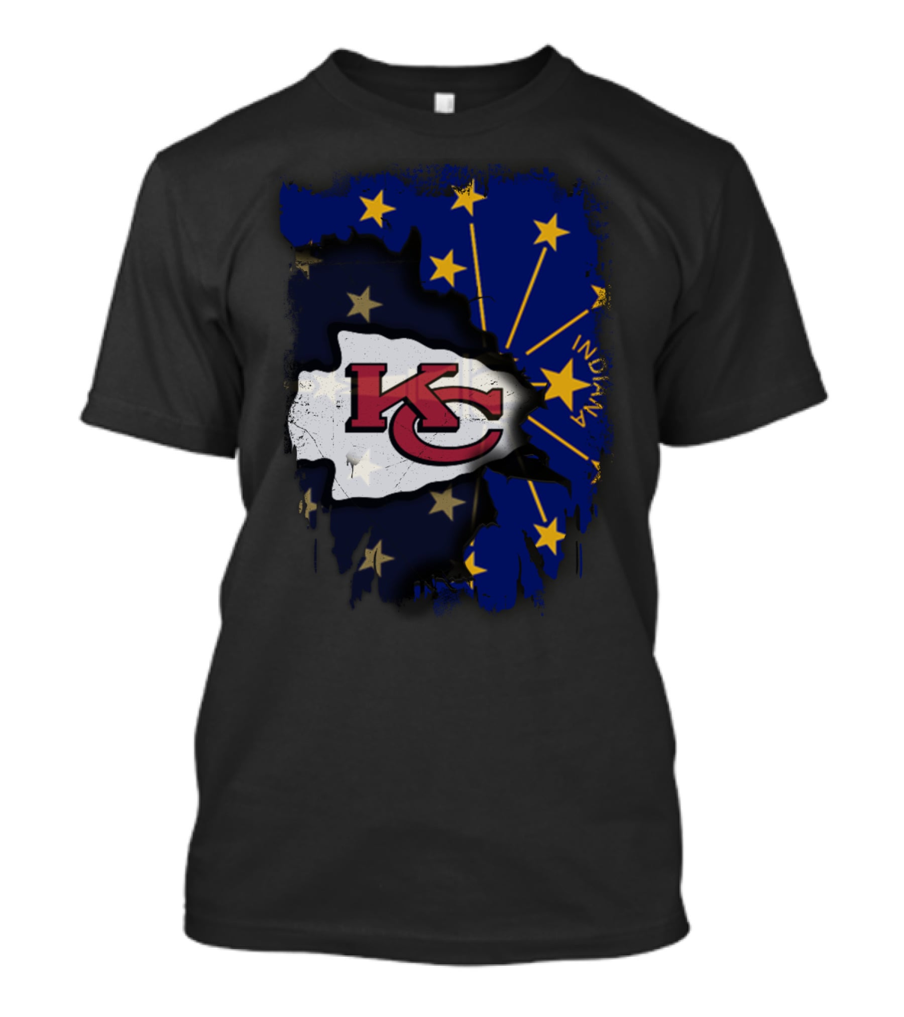 Indiana Map Overlay With Kansas City Chiefs T-Shirt