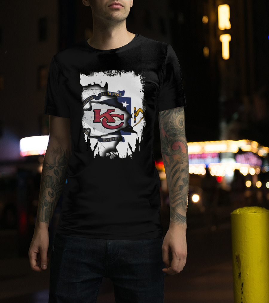Kansas City Chiefs Massachusetts Flag Unity T-Shirt