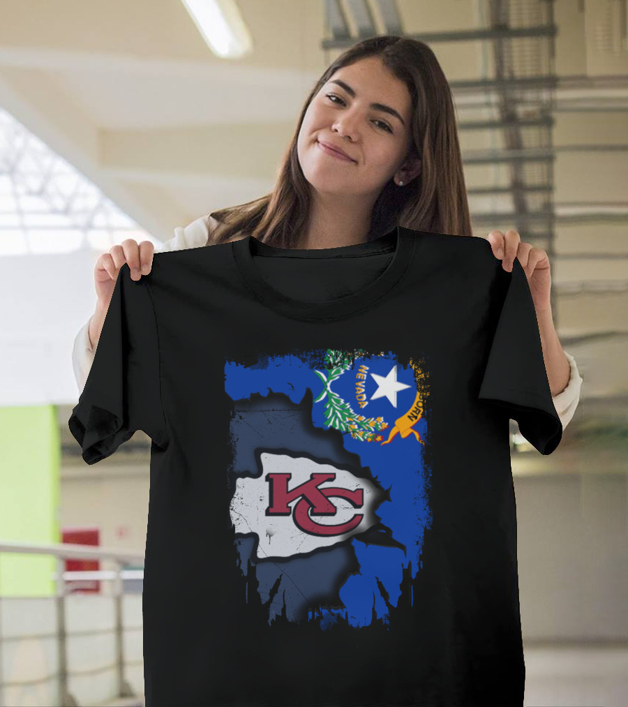 Nevada Proud With Kansas City Chiefs Logo And State Flag Elements T-Shirt