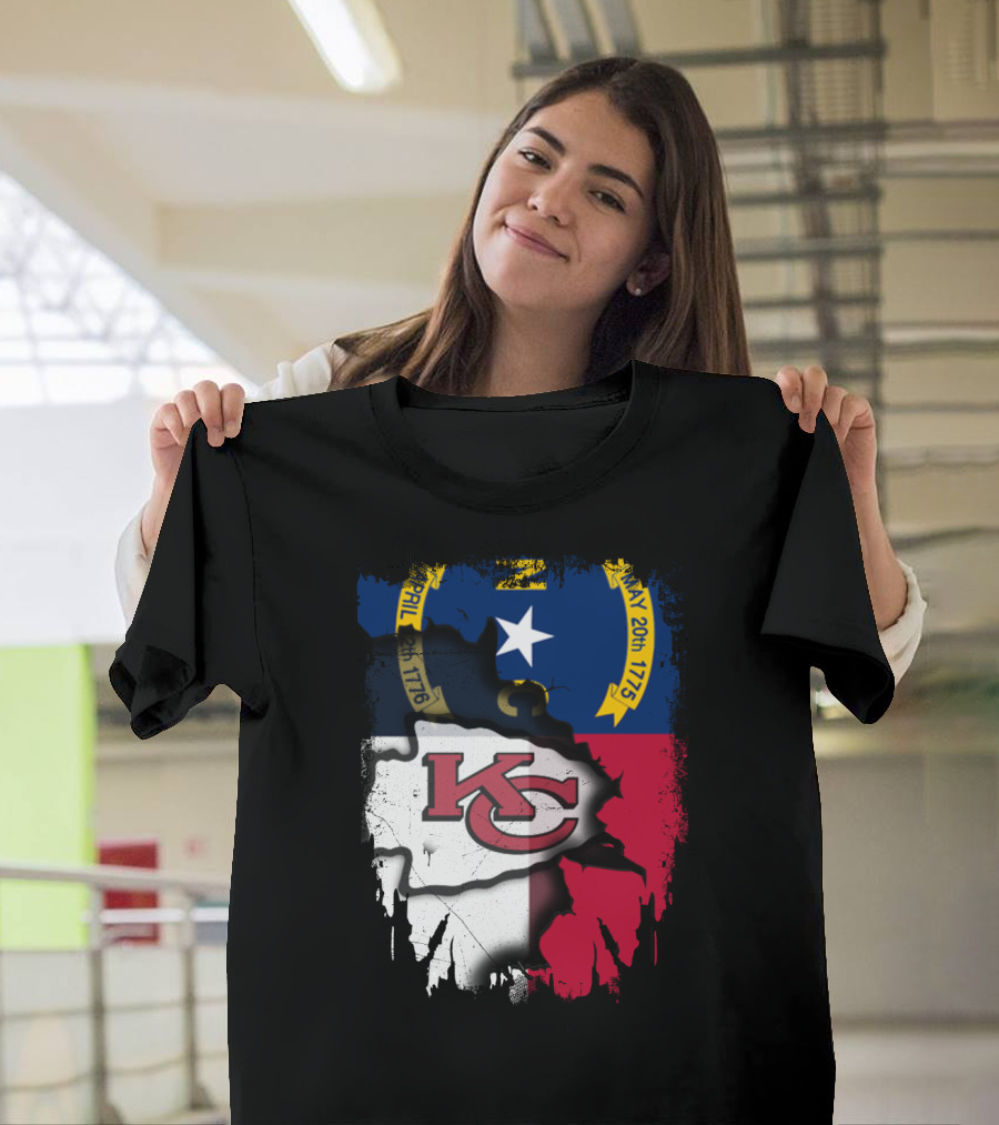 Together North Carolina Flag with Kansas City Chiefs T-Shirt