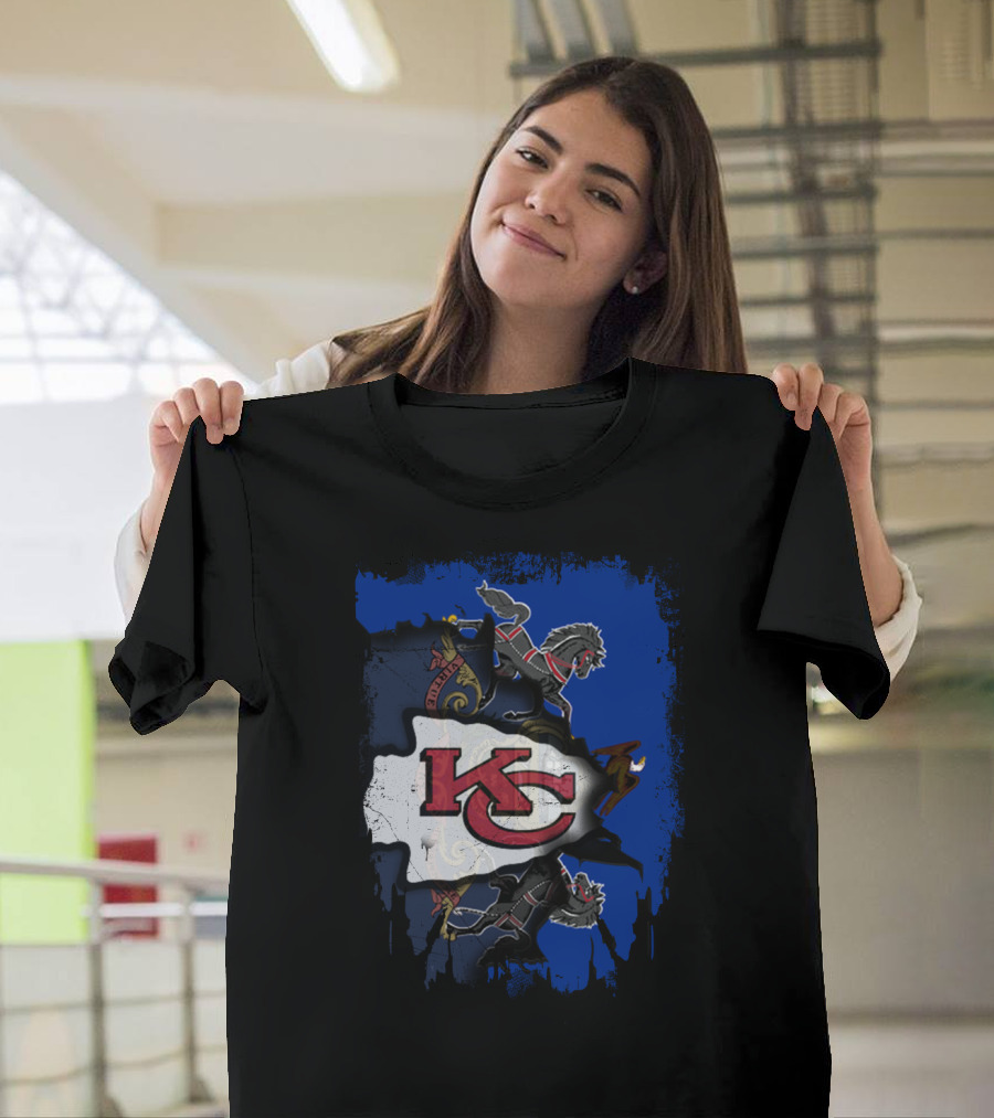 Pennsylvania State Pride with Kansas City Chiefs Logo and Heraldic Symbols T-Shirt