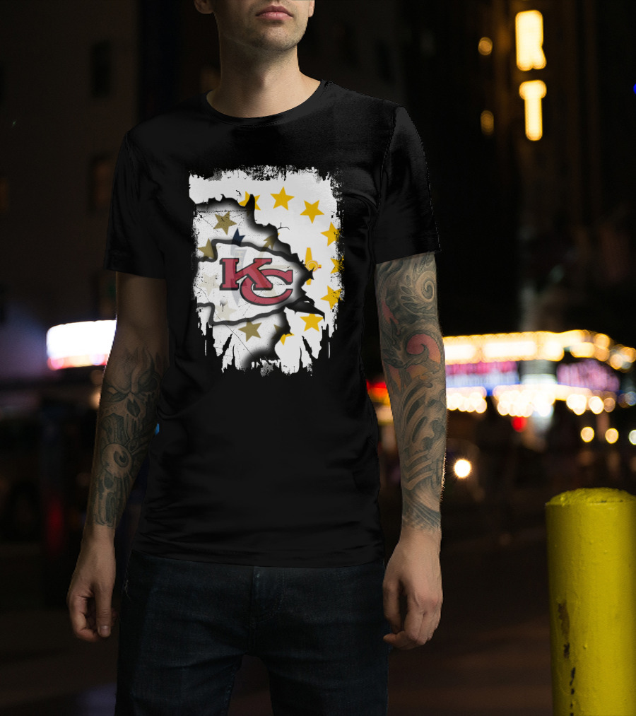 Together Rhode Island With KC Chiefs Burst Stars T-Shirt