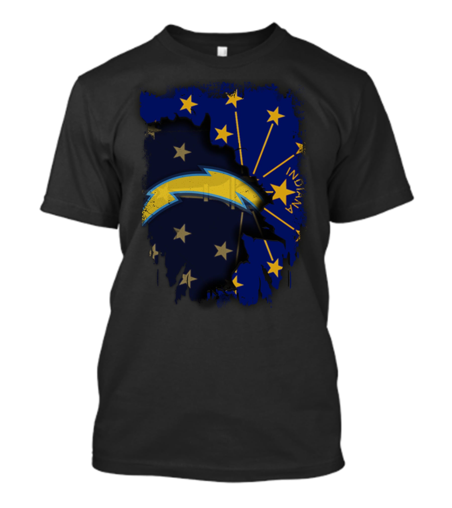 Indiana State Flag With Chargers Logo Fusion T-Shirt