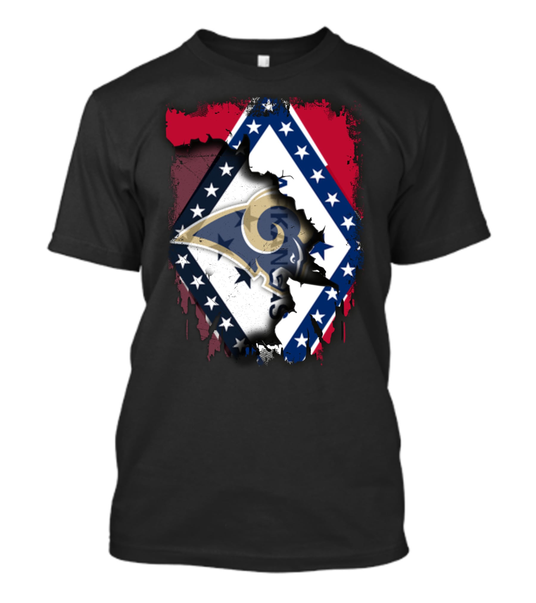 Arkansas Flag With Los Angeles Rams Logo Together T-Shirt