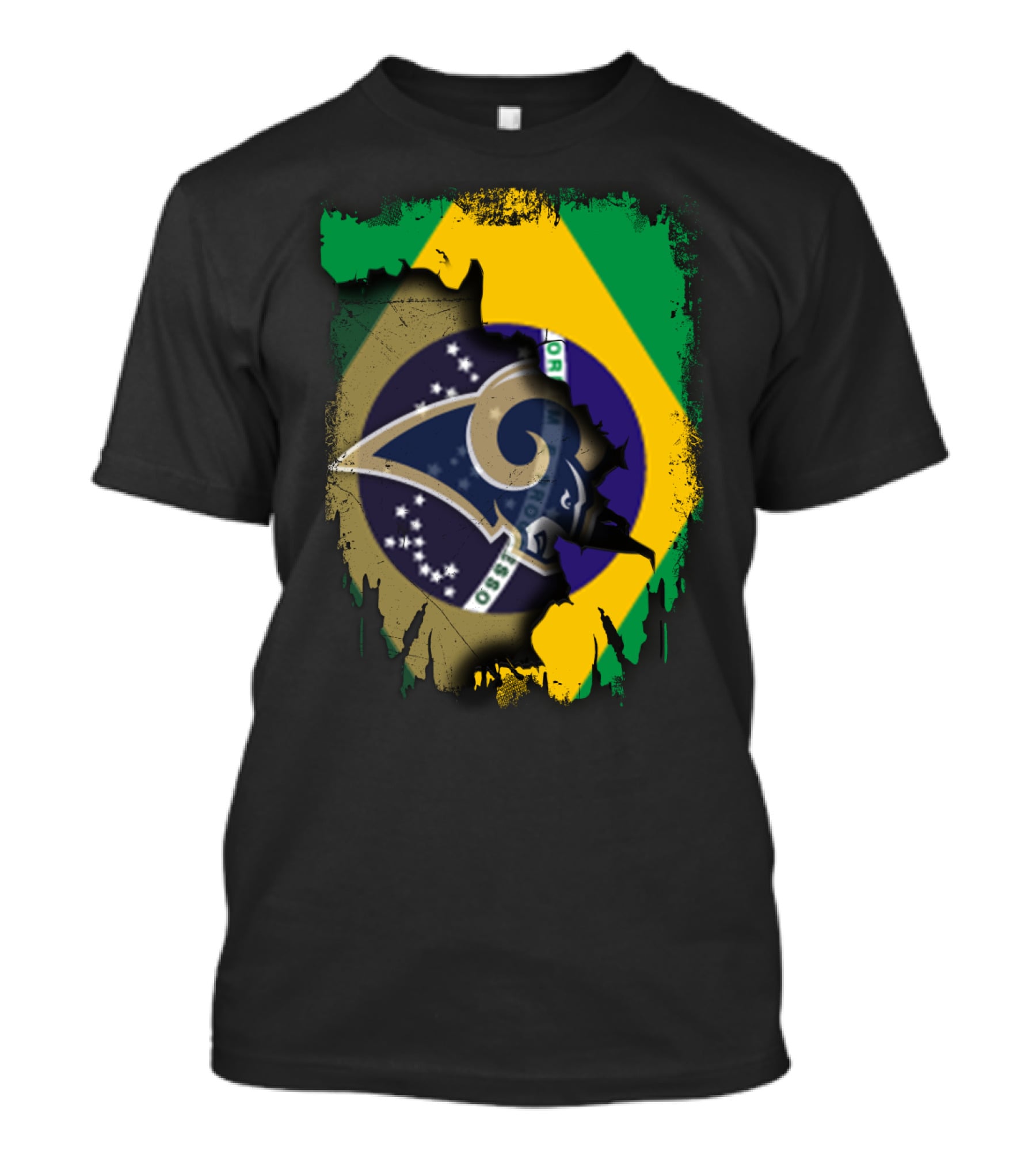 Rams Logo Intertwined With Brazilian Flag T-Shirt