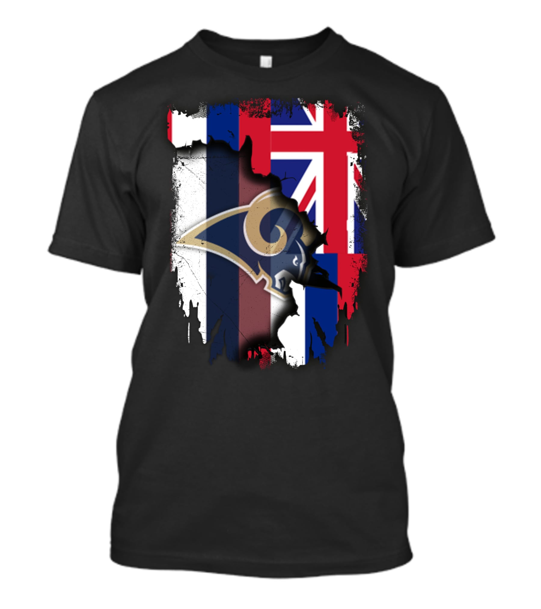 Together Hawaii Rams With Union Jack Flag Background T-Shirt