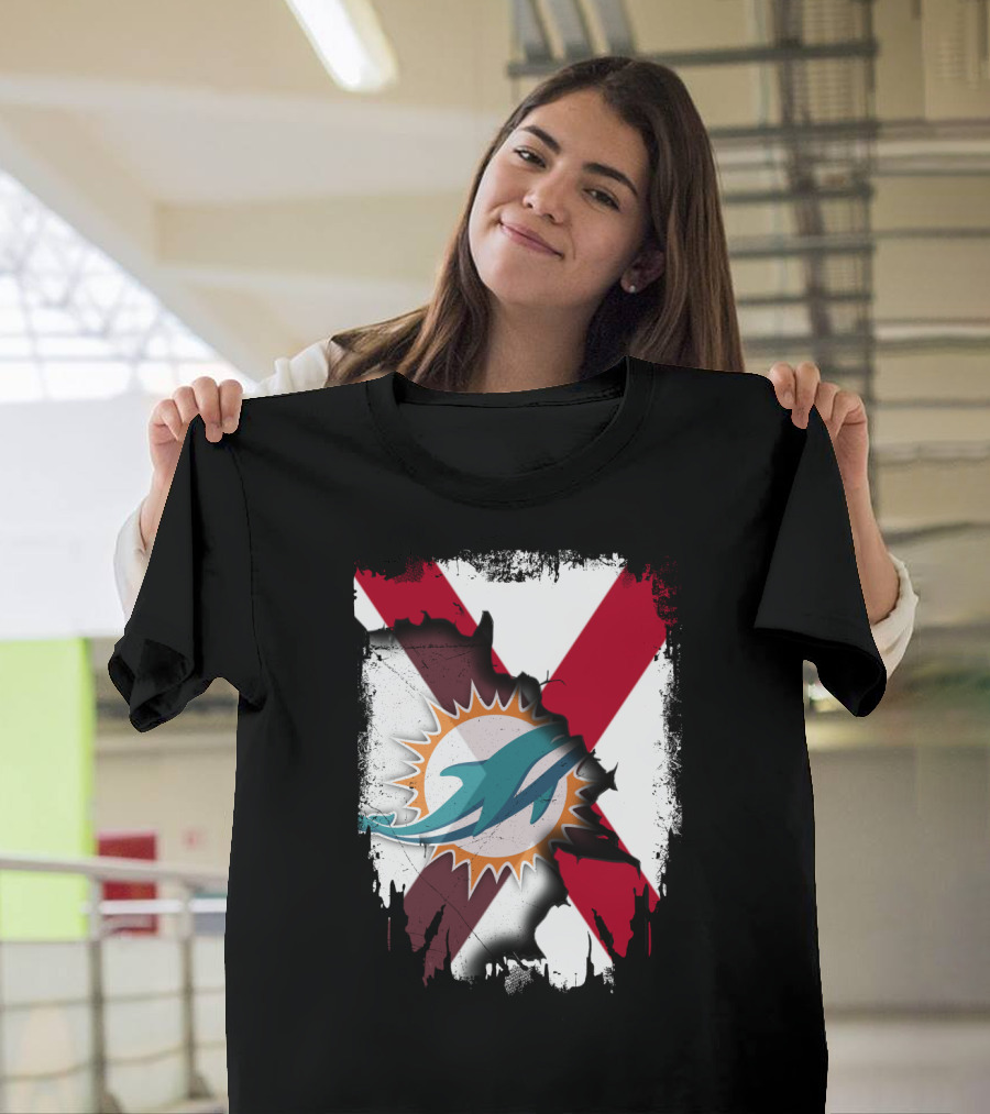 Alabama Miami Dolphins X Grunge Symbol Collaboration T-Shirt