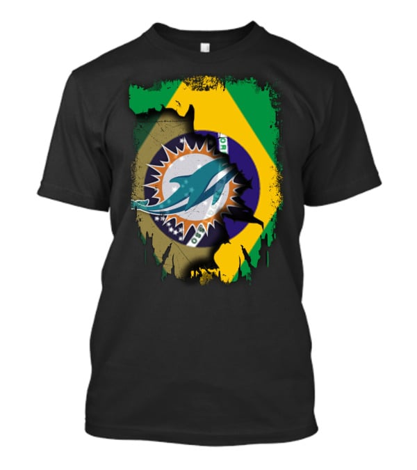 Brazilian Flag With Dolphins Logo Fusion T-Shirt