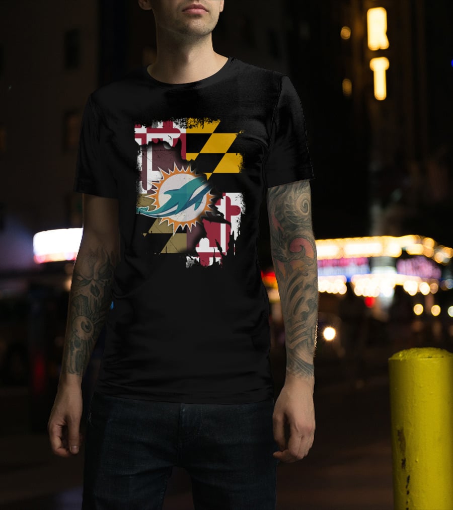 Together Maryland Dolphins Maryland Flag Fusion T-Shirt
