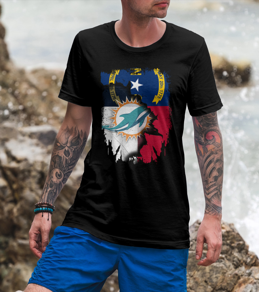 North Carolina Flag Dolphins Miami Connection T-Shirt