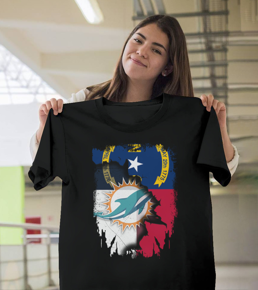 North Carolina Flag Dolphins Miami Connection T-Shirt
