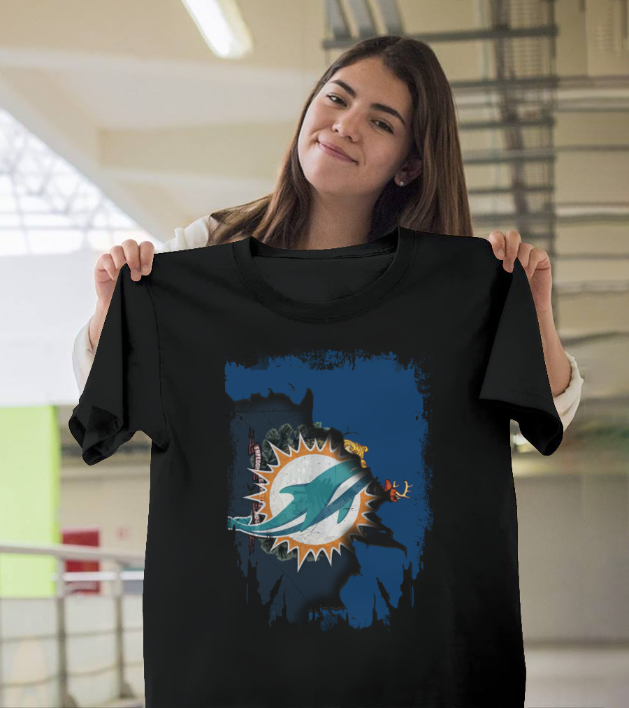 Together Vermont Miami Dolphins Logo Overlay T-Shirt