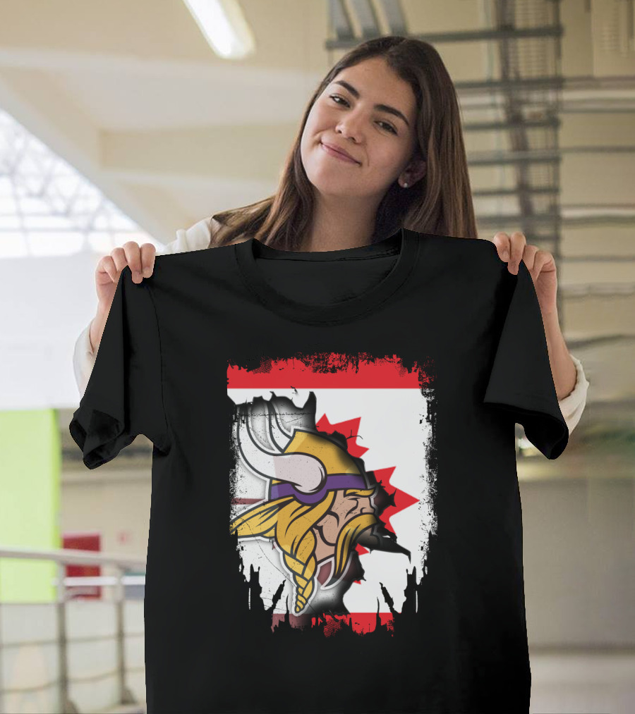 Minnesota Vikings And Canada Fusion Flag T-Shirt