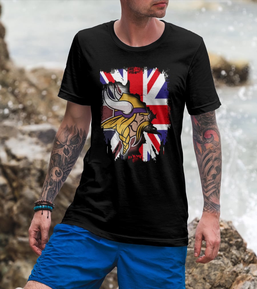 United Kingdom Flag With Viking Warrior Helmet T-Shirt