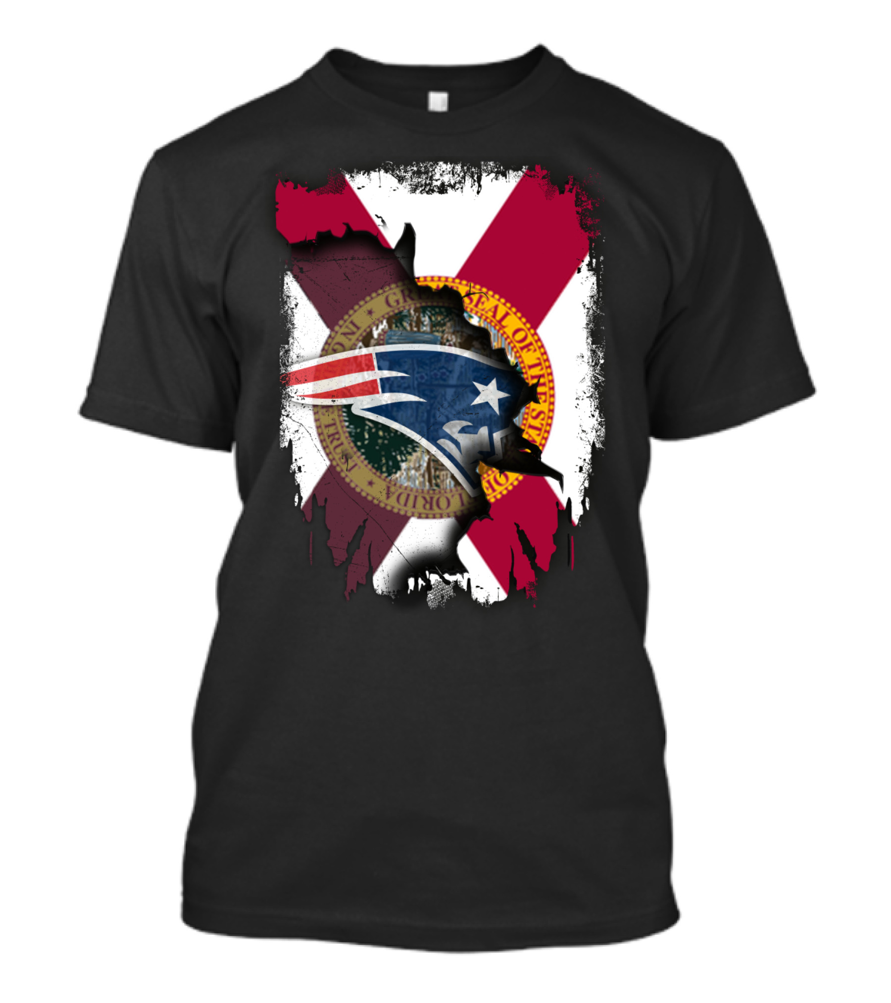 Florida State Seal And New England Patriots Logo Together T-Shirt