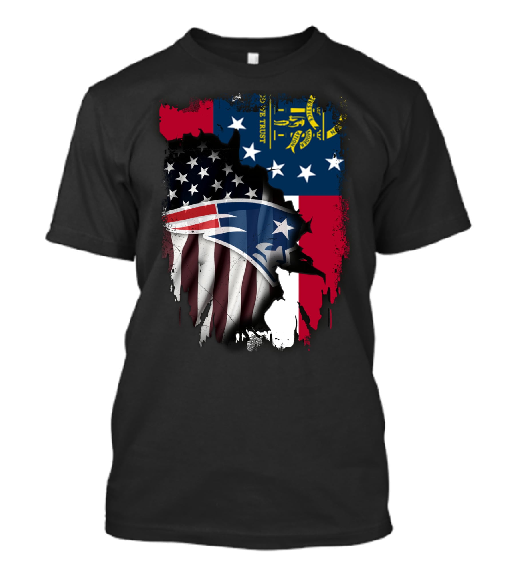 Georgia State Flag New England Patriots American Flag Fusion T-Shirt