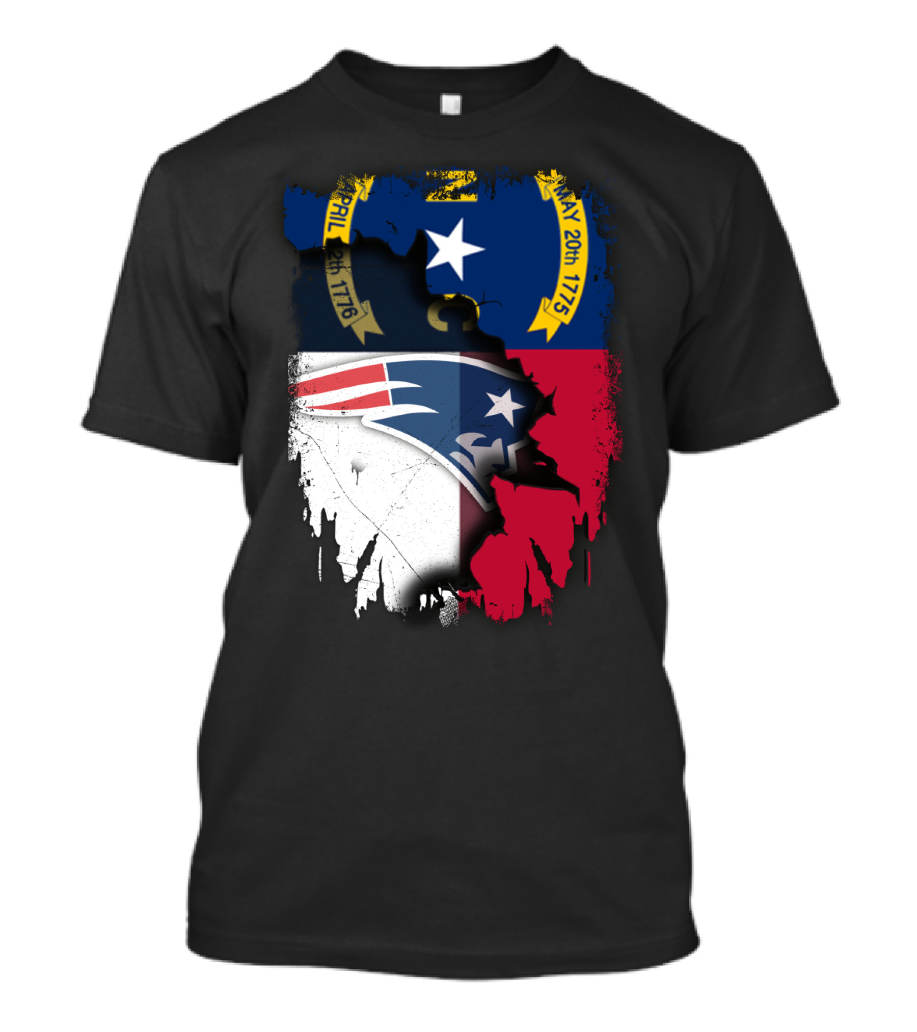 North Carolina State Flag Blended With Patriots Logo Together T-Shirt