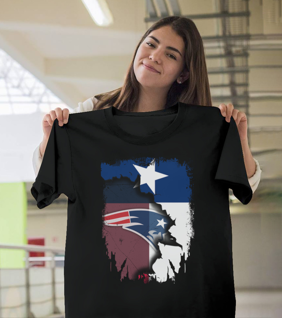 Together Texas With Patriots Star Flag and Football Motif T-Shirt