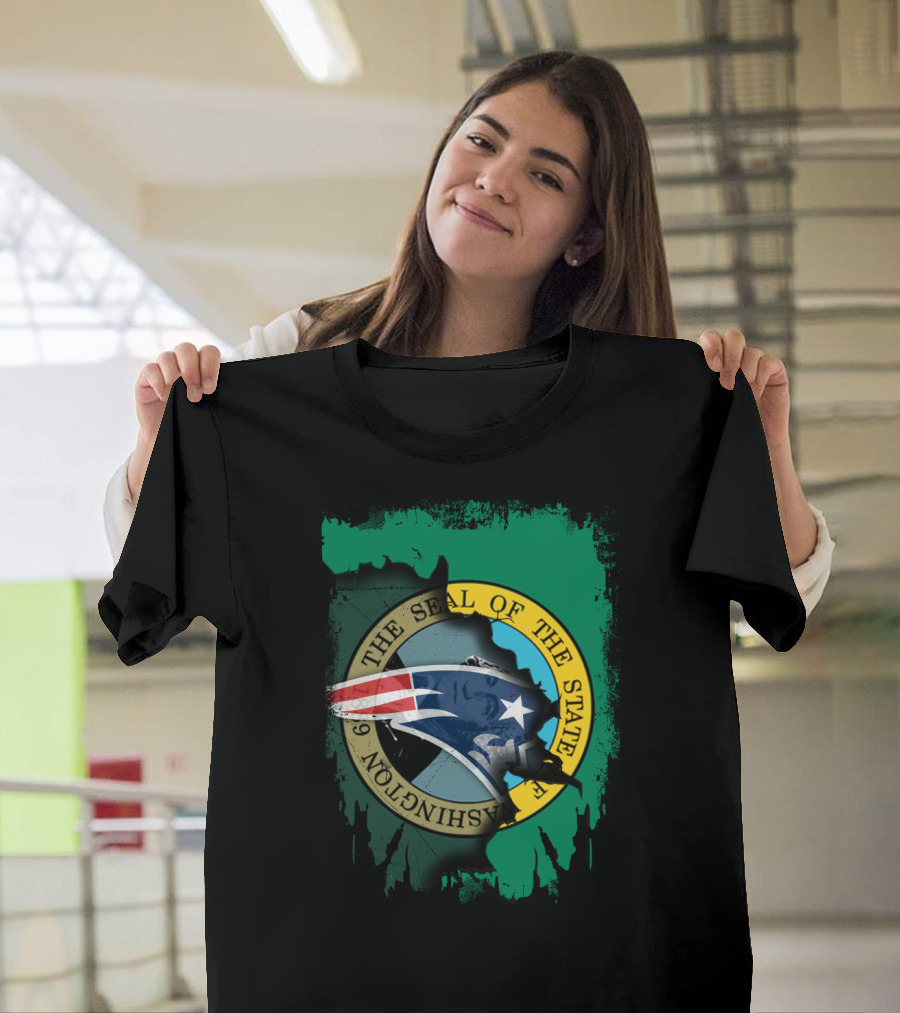 The Seal of the State of Washington with Patriots Logo Fusion T-Shirt