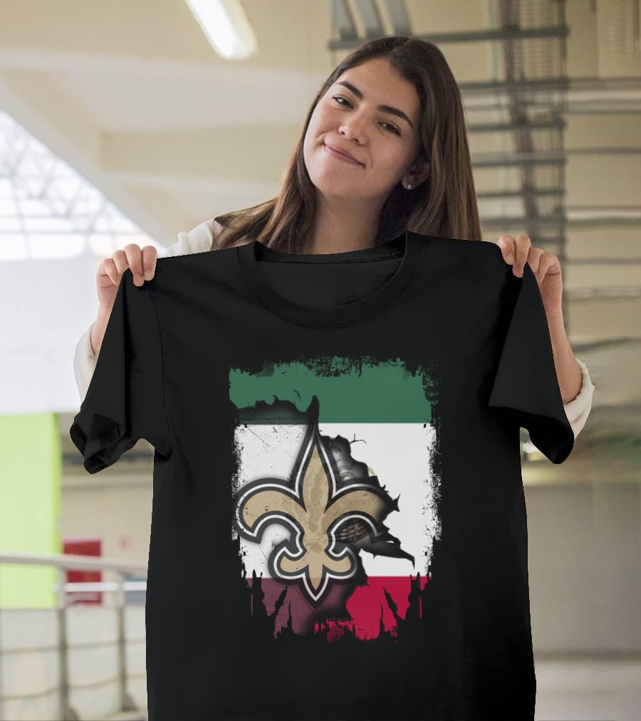 Fleur-de-Lis Mexico Flag Saints Unity T-Shirt