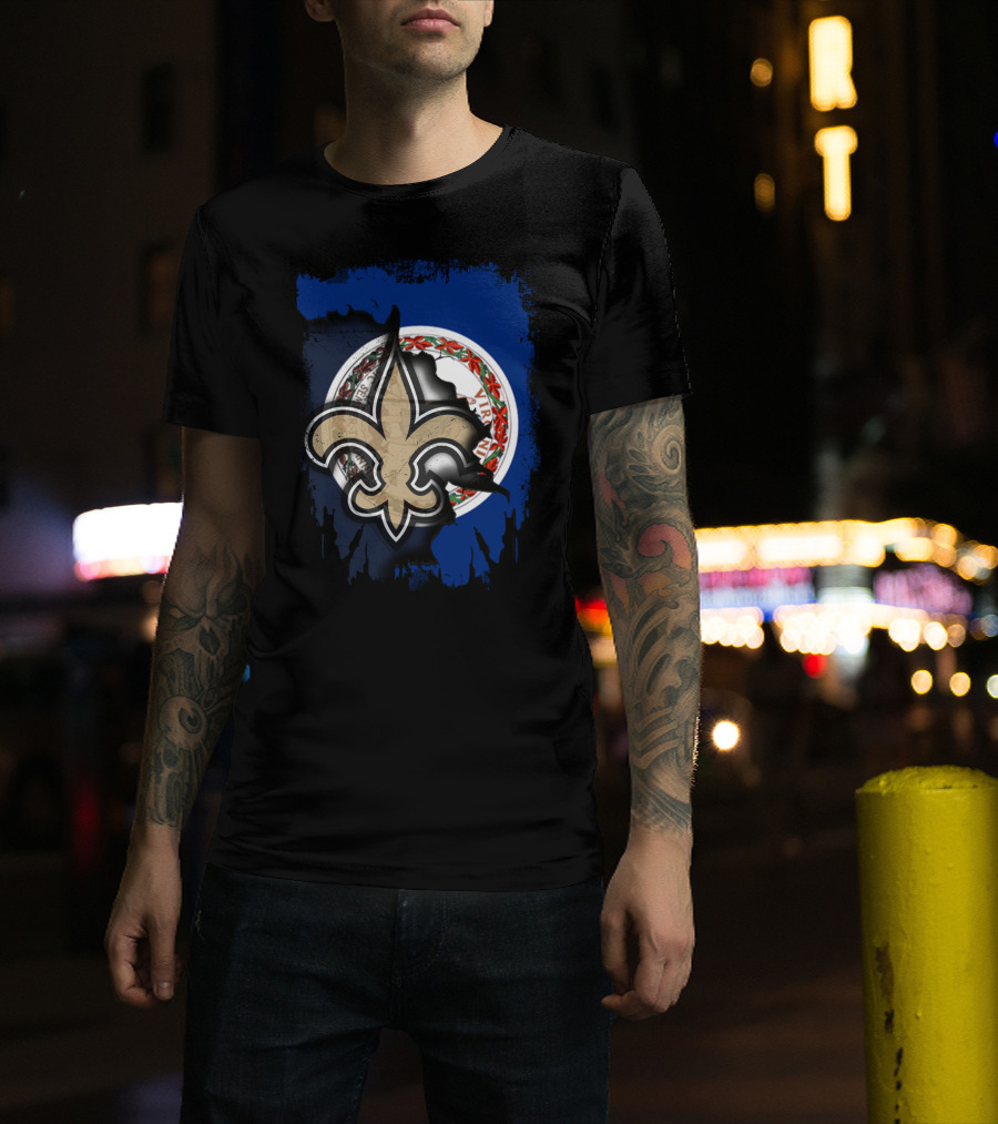 Virginia Seal And New Orleans Saints Fleur-de-Lis Together T-Shirt