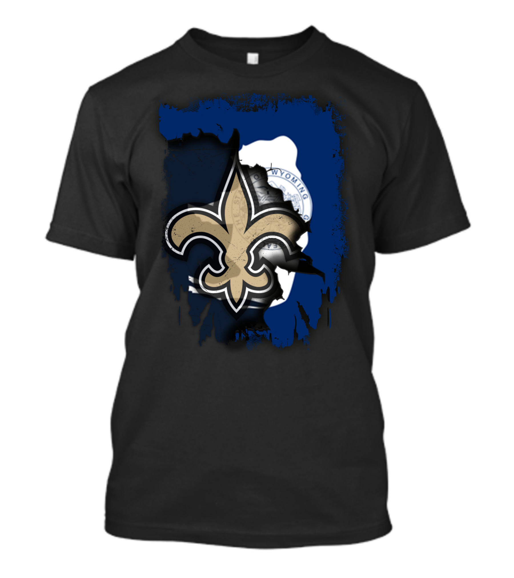 Wyoming New Orleans Saints Fleur-de-Lis Logo Fusion T-Shirt