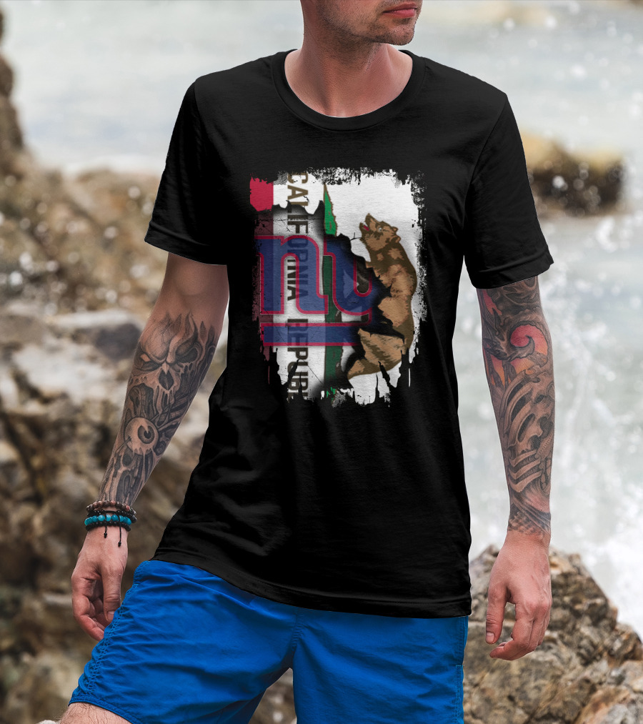 California Republic Bear With Giants Logo Overlay T-Shirt