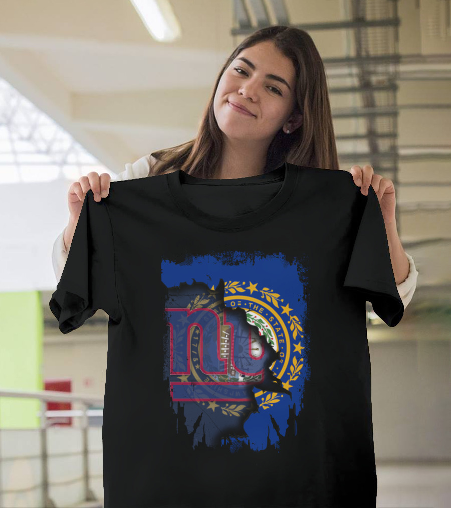 New Hampshire State Seal with Giants Football Logo Combination T-Shirt