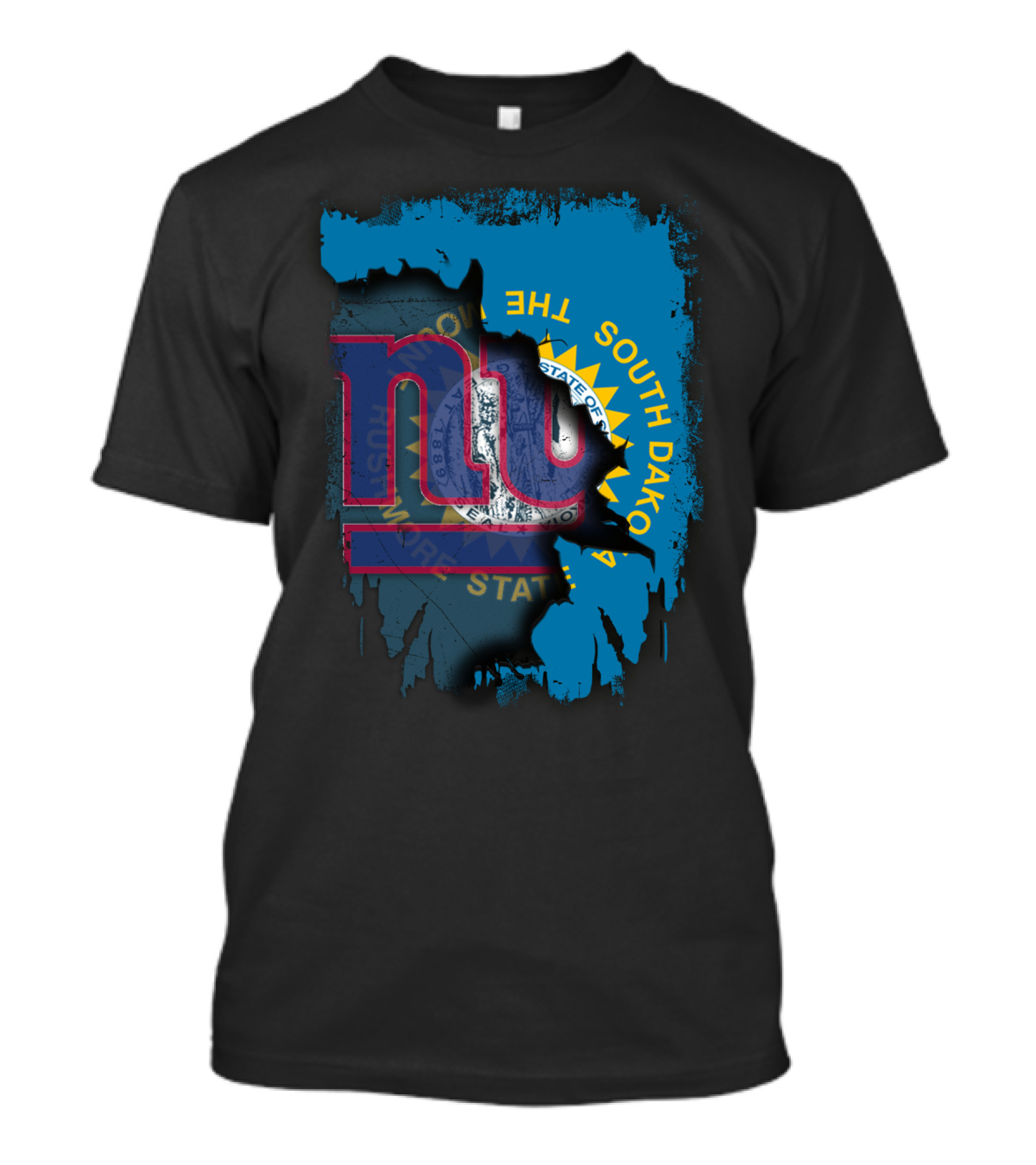 South Dakota State Map With Giants Logo Together T-Shirt
