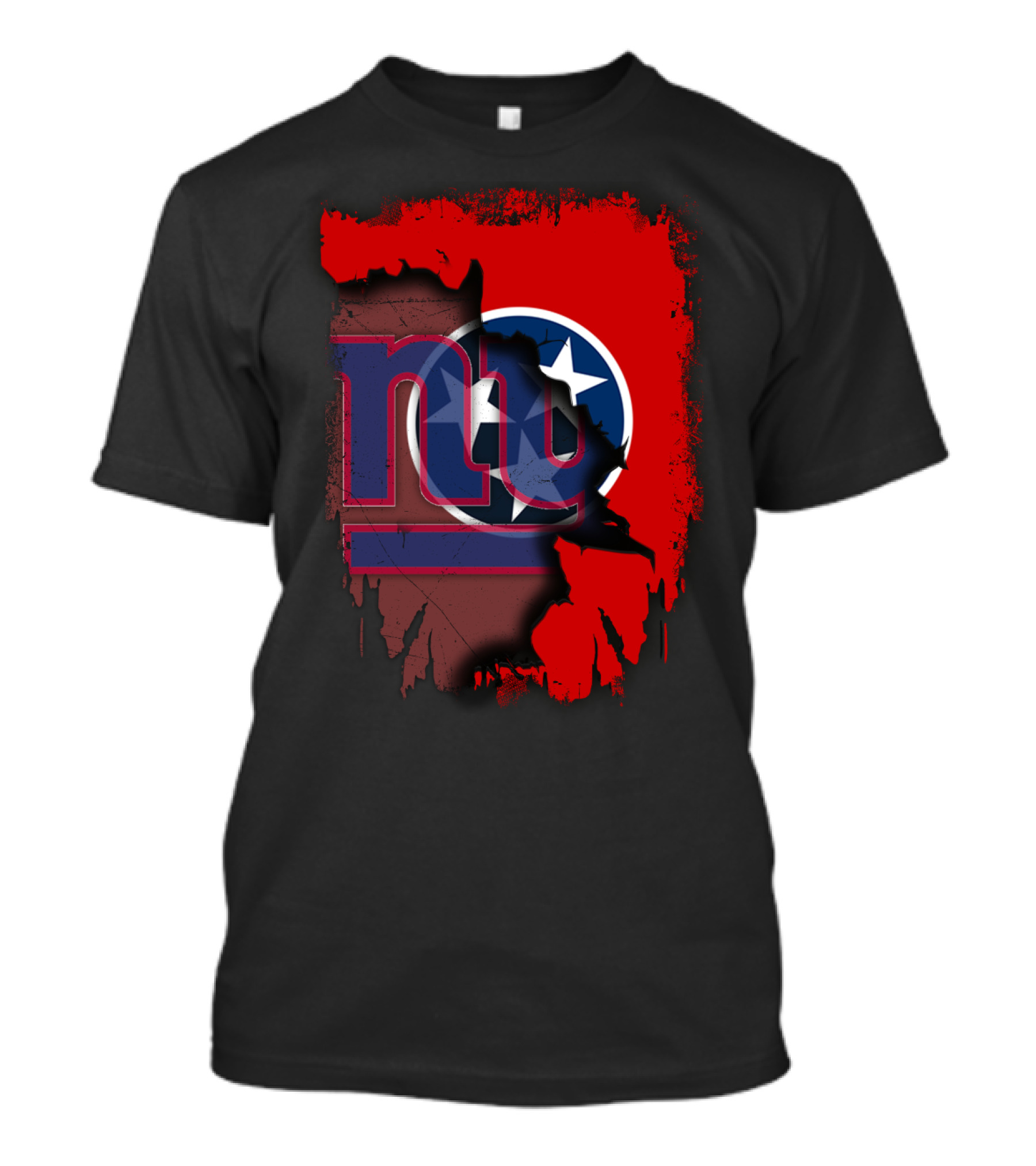 Tennessee Map With New York Giants Logo And State Flag Elements T-Shirt