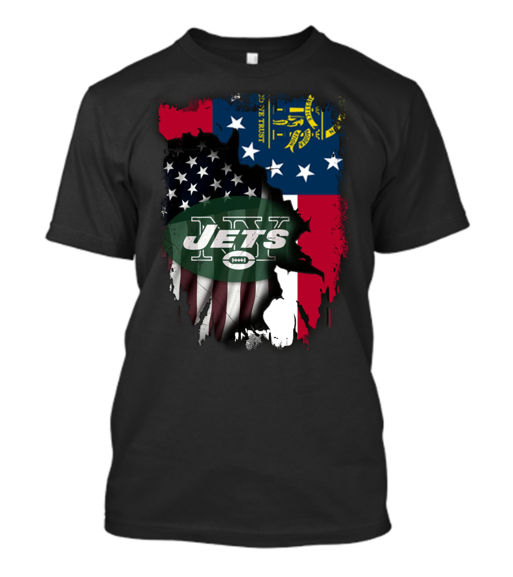 Georgia State Flag New York Jets American Flag Fusion T-Shirt