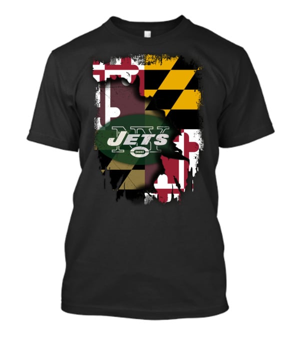 Maryland Flag With New York Jets Logo Together T-Shirt