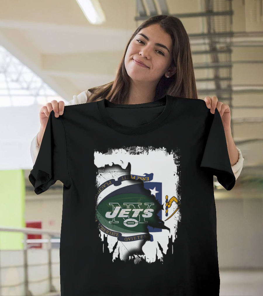 Massachusetts Emblem Combined With Jets T-Shirt