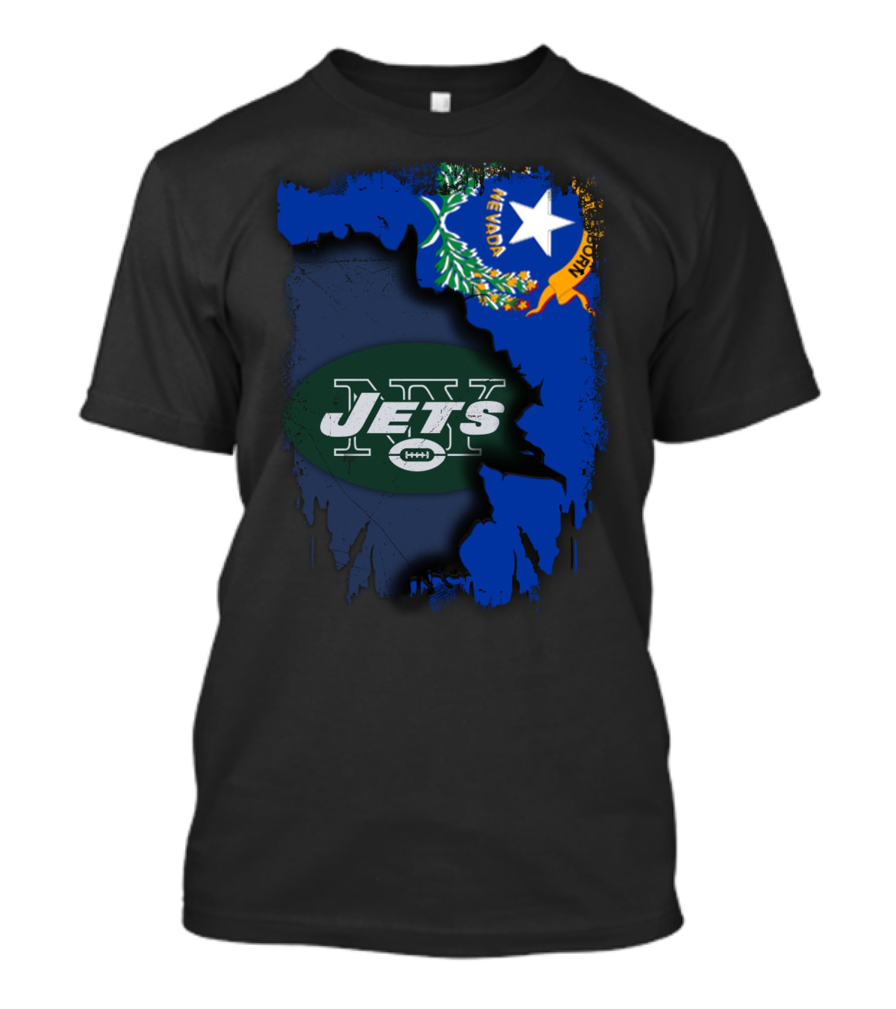 Nevada State Outline With Jets Logo And Flag Elements T-Shirt