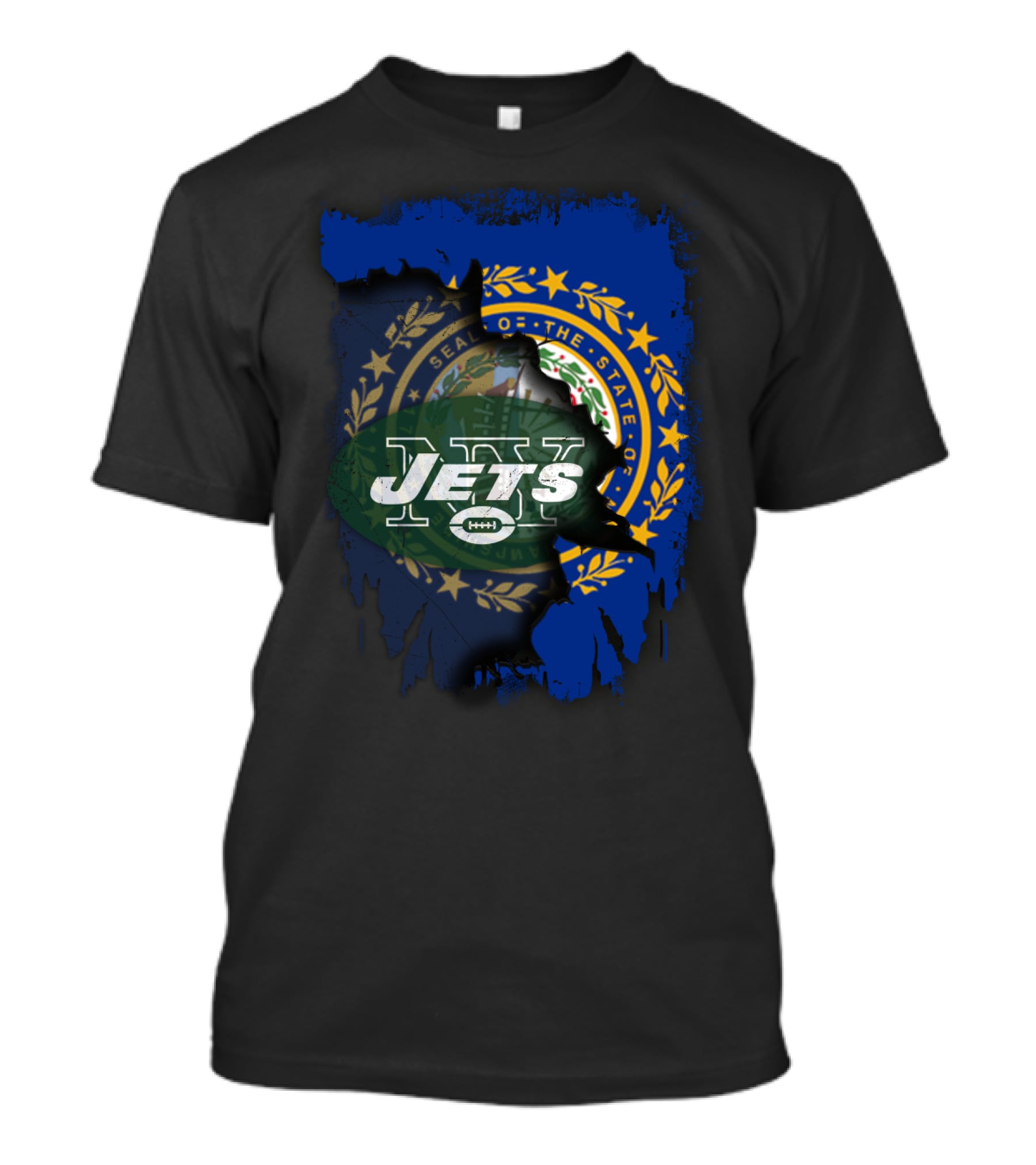 New Hampshire State Seal And Jets Football T-Shirt