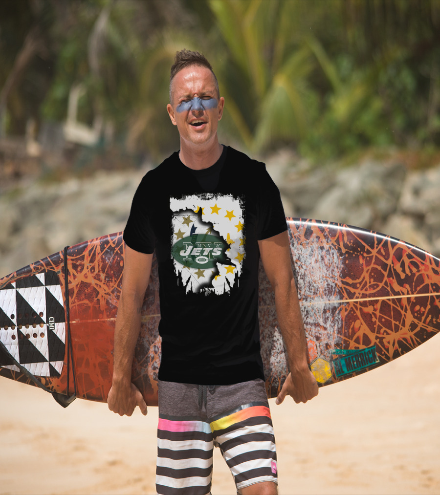 Rhode Island Map With Stars And Jets T-Shirt