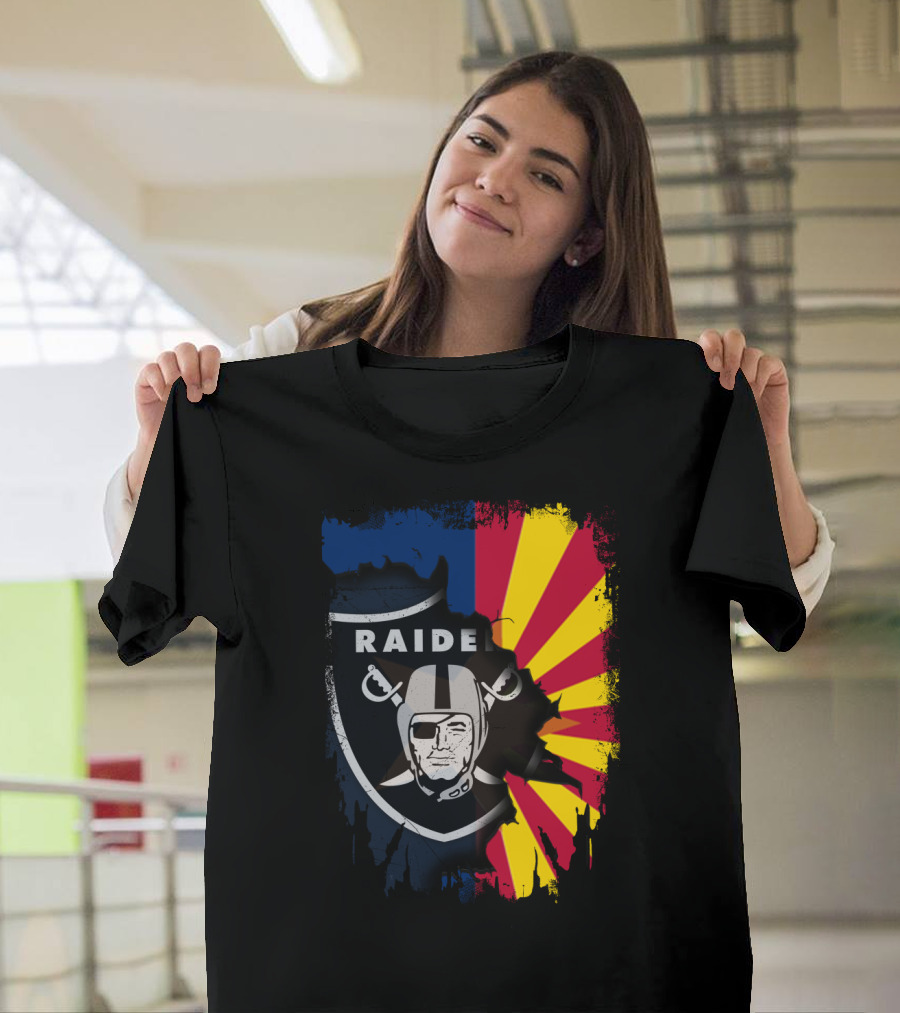 Arizona Flag with Raiders Logo Fusion T-Shirt