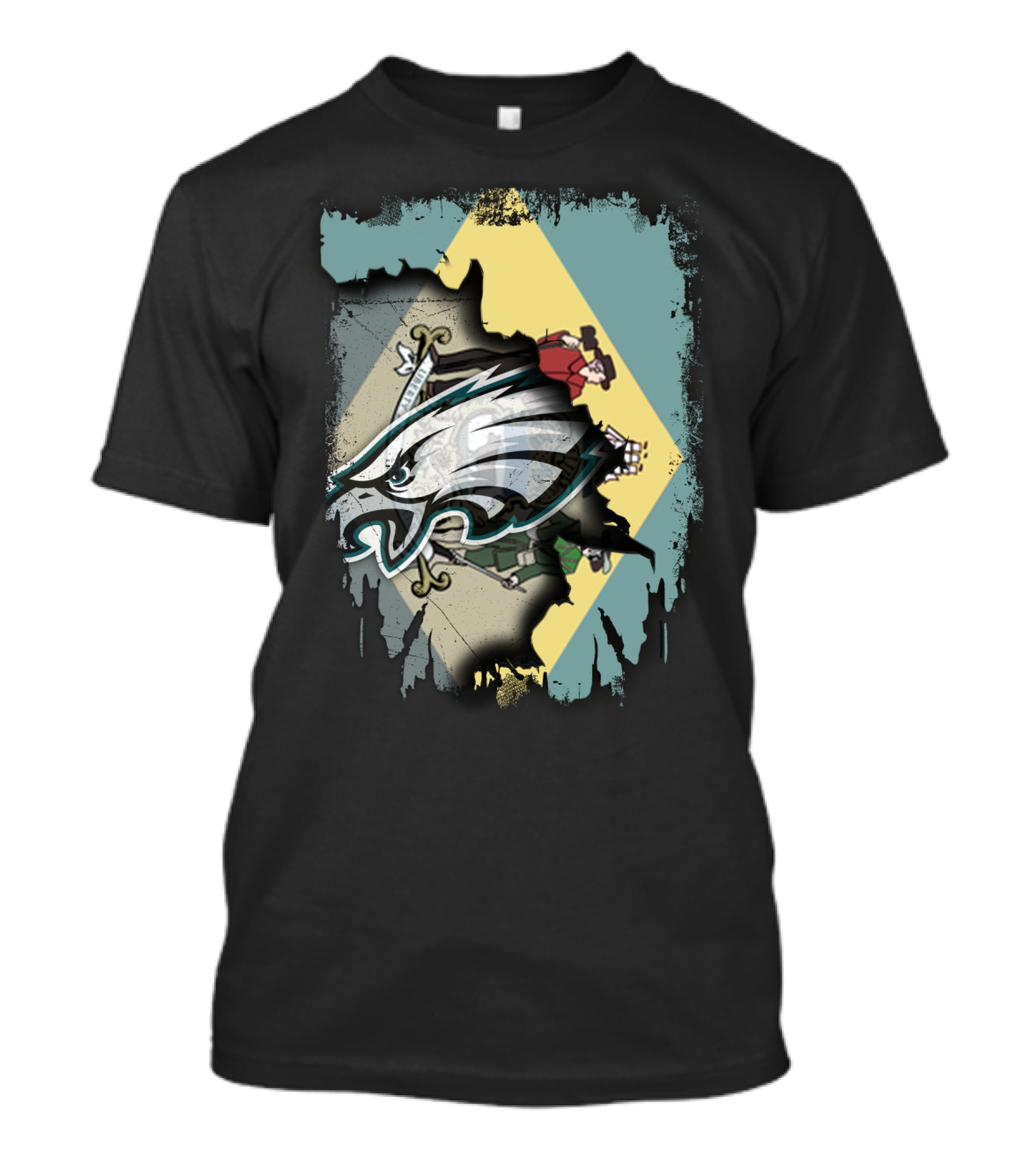 Delaware Flag With Philadelphia Eagles Logo Fusion T-Shirt
