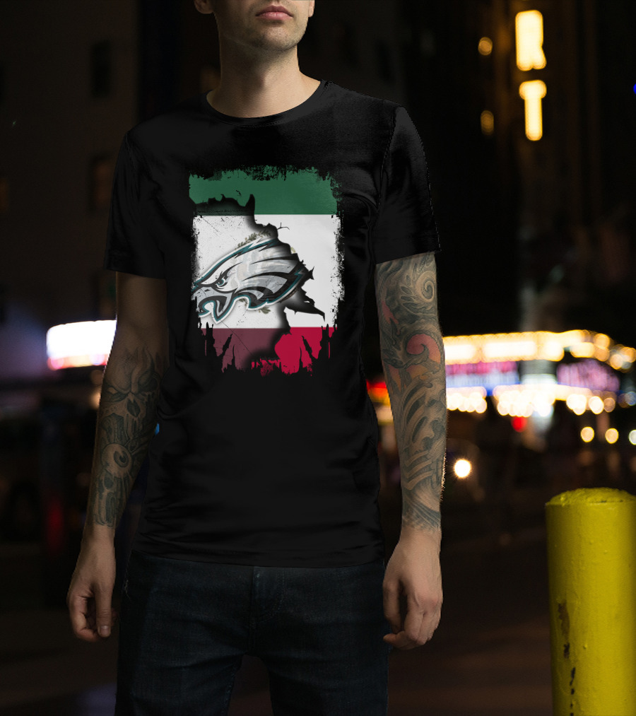 Mexico Flag With Philadelphia Eagles T-Shirt