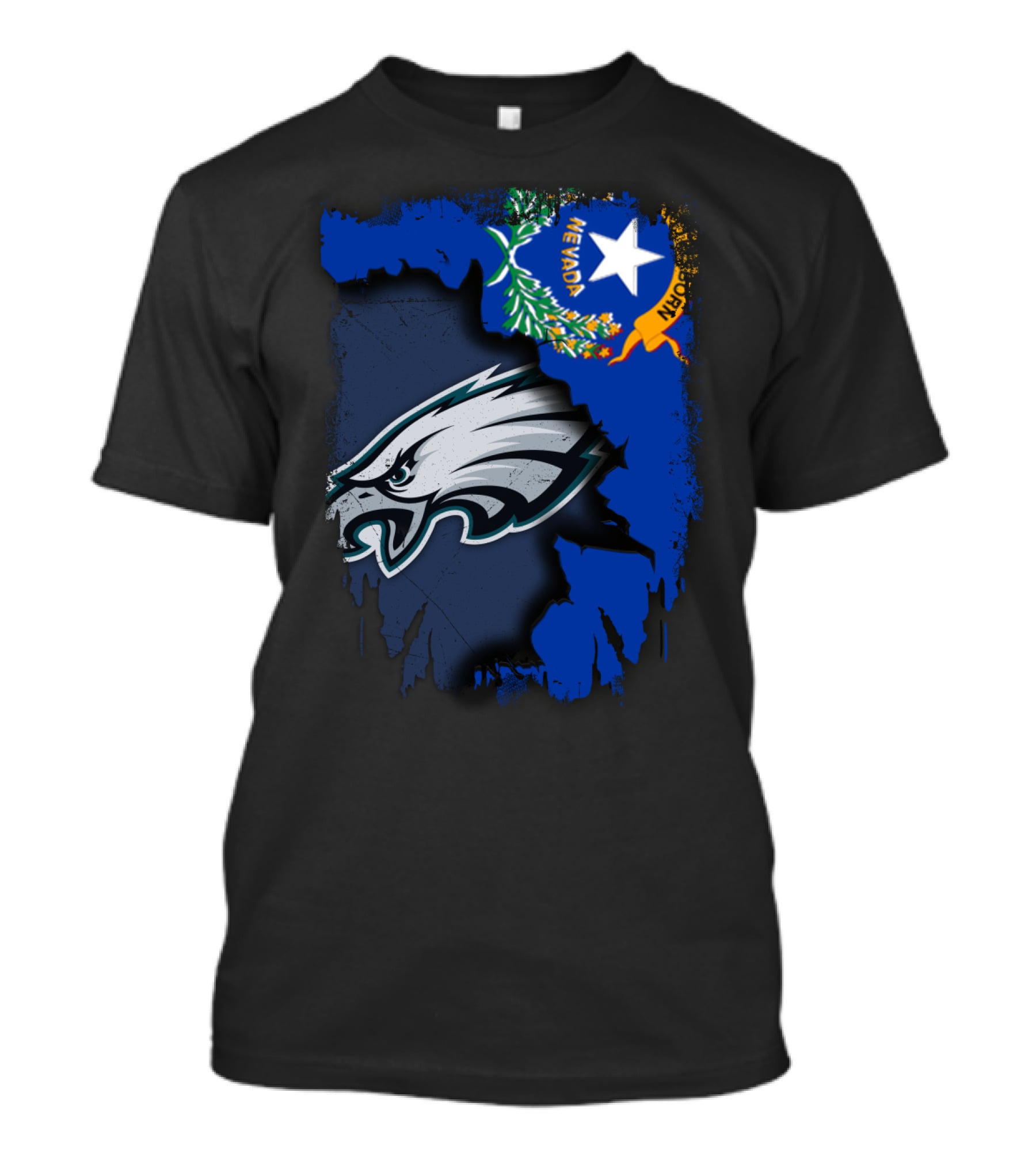 Nevada State Flag With Philadelphia Eagles Logo Together T-Shirt