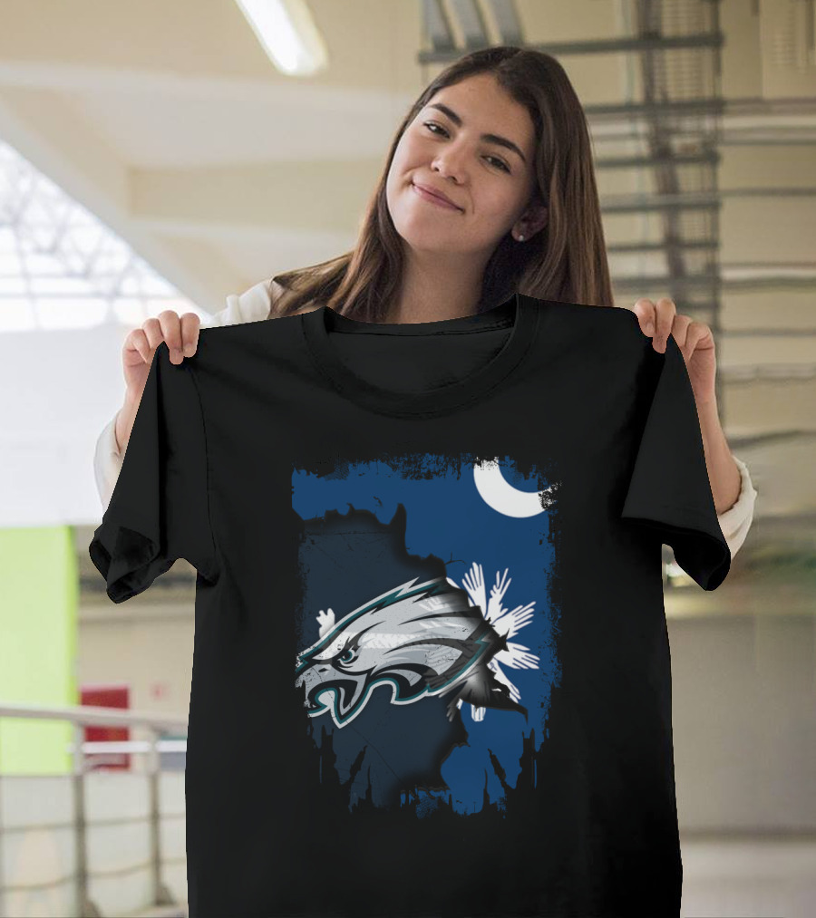 Together South Carolina With Philadelphia Eagles And Palmetto Crescent Moon T-Shirt